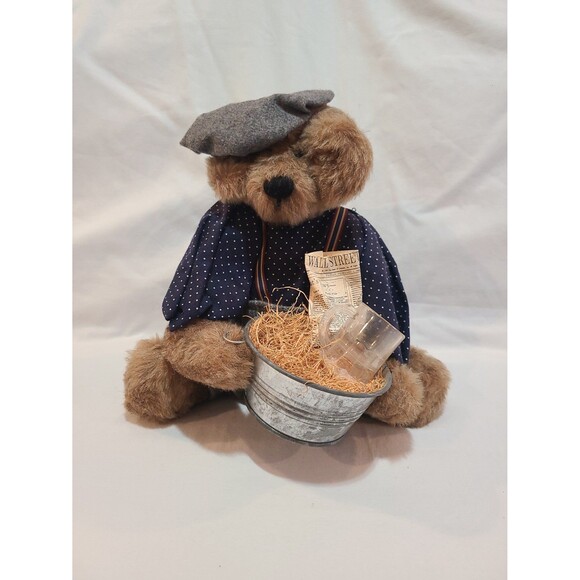 Bear Plush Holding Basket With Mug and Wall Street Journal